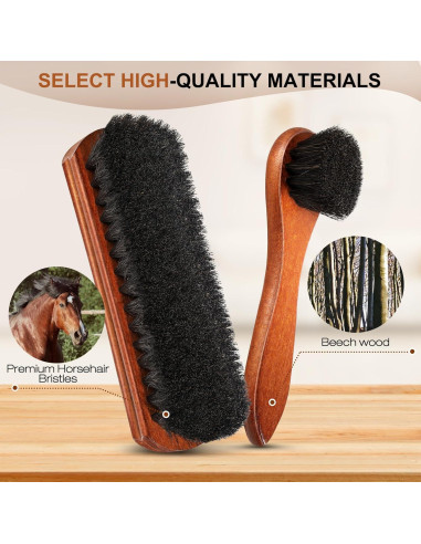 Juego de 4 cepillos para zapatos Pylevemv - Pelo de caballo