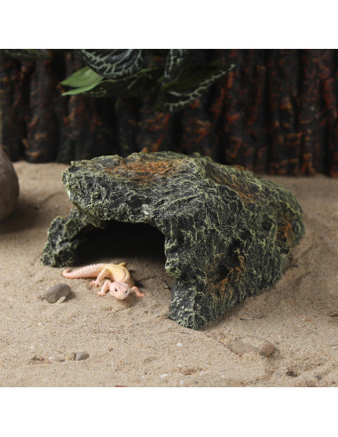 Cueva de roca de resina IBWell para reptiles 19x16cm