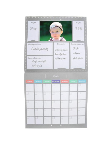 Calendario del Primer Año del Bebé Pearhead Chevron Gris