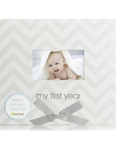 Calendario del Primer Año del Bebé Pearhead Chevron Gris
