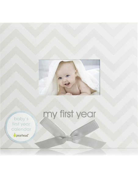 Calendario del Primer Año del Bebé Pearhead Chevron Gris Calendario del Primer Año del Bebé Pearhead Chevron Gris