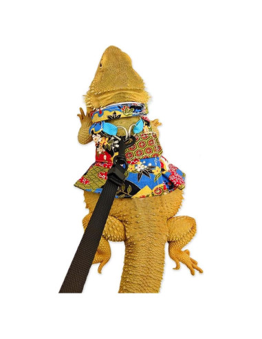 Conjunto Arnés y Correa Floral FORZENA para Reptiles L