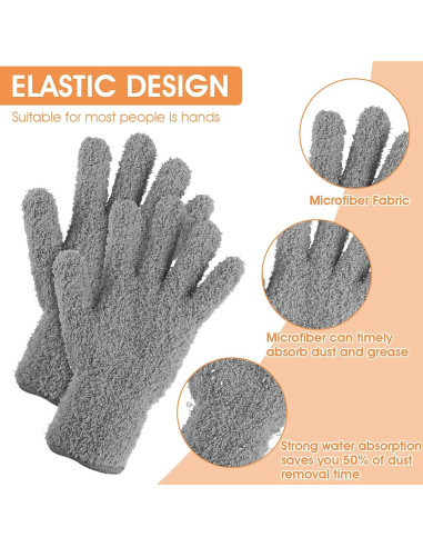 Guantes de Microfibra Molain para Limpieza del Hogar - Gris