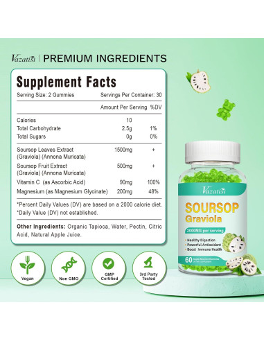 Gomitas de Graviola Vazatisi 60 Unidades Sin Azúcar Veganas