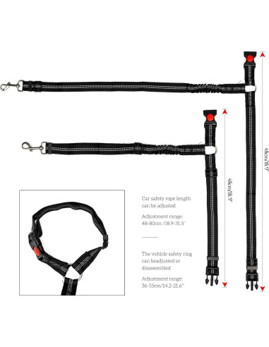 Cinturón de Seguridad para Perros AUTOXBERT Ajustable 48-80 cm