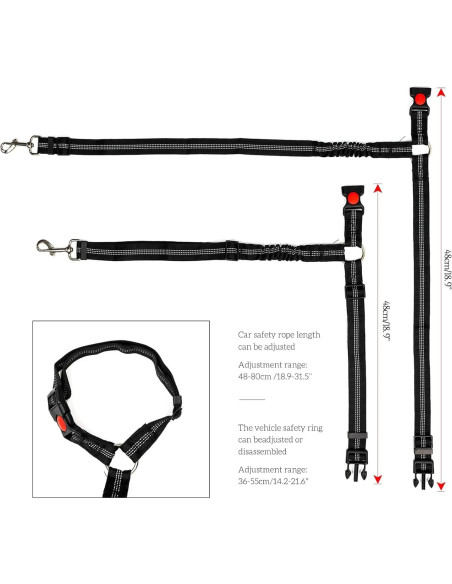 Cinturón de Seguridad para Perros AUTOXBERT Ajustable 48-80 cm Cinturón de Seguridad para Perros AUTOXBERT Ajustable 48-80 cm