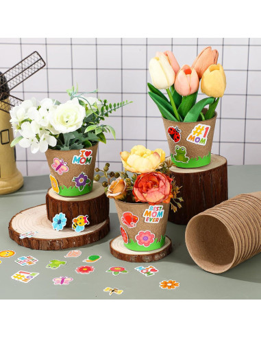 Kit de Manualidades para Niños Resurhang - 80 Macetas de Papel DIY