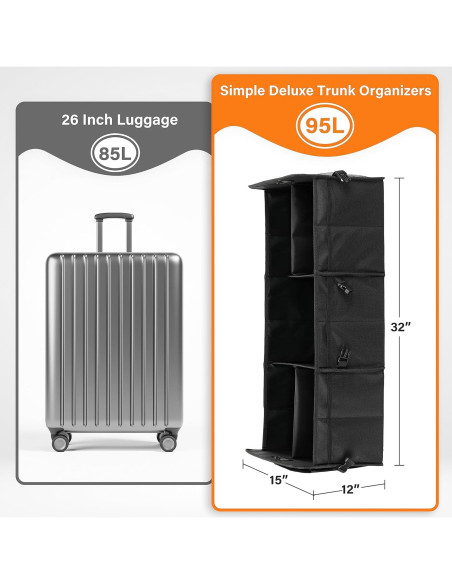Organizador de Maletero Simple Deluxe Grande Antideslizante Negro Organizador de Maletero Simple Deluxe Grande Antideslizante Negro