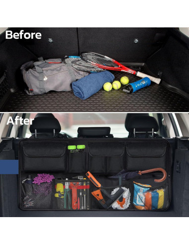 Organizador de Maletero de Coche Tecfino, 6 Bolsillos, Negro