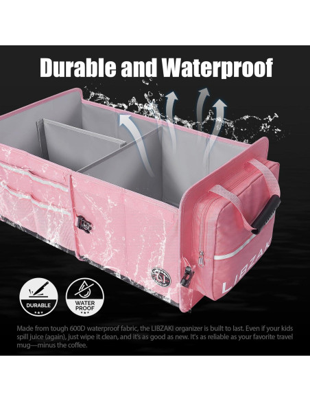 Organizador de Maletero LIBZAKI Plegable Rosa 63L/32L Organizador de Maletero LIBZAKI Plegable Rosa 63L/32L