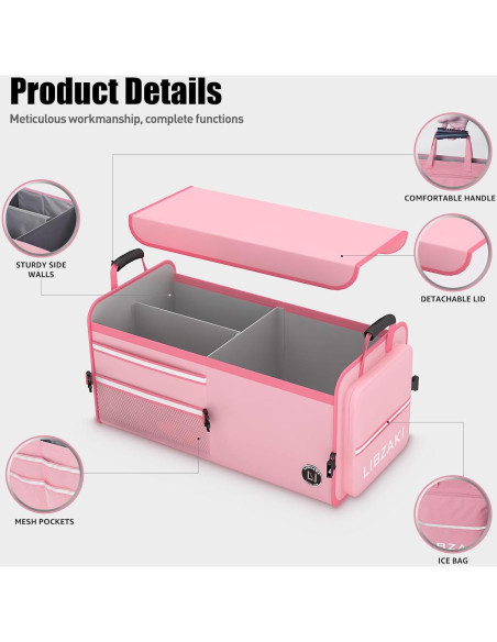 Organizador de Maletero LIBZAKI Plegable Rosa 63L/32L Organizador de Maletero LIBZAKI Plegable Rosa 63L/32L