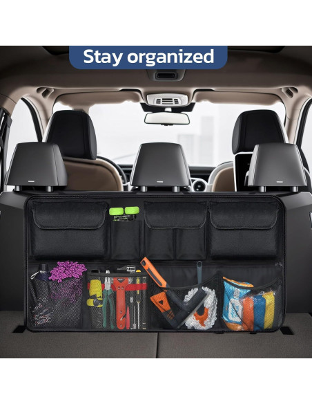 Organizador de Maletero de Coche Tecfino, 6 Bolsillos, Negro Organizador de Maletero de Coche Tecfino, 6 Bolsillos, Negro