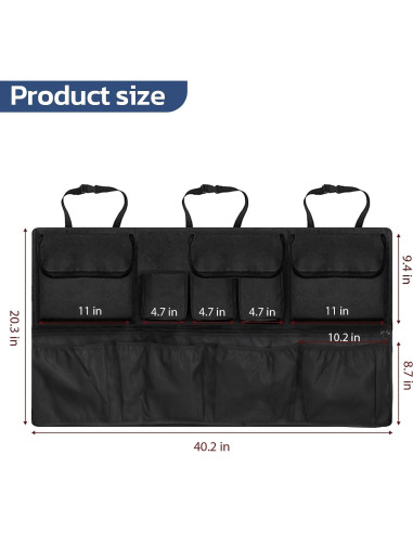 Organizador de Maletero de Coche Tecfino, 6 Bolsillos, Negro