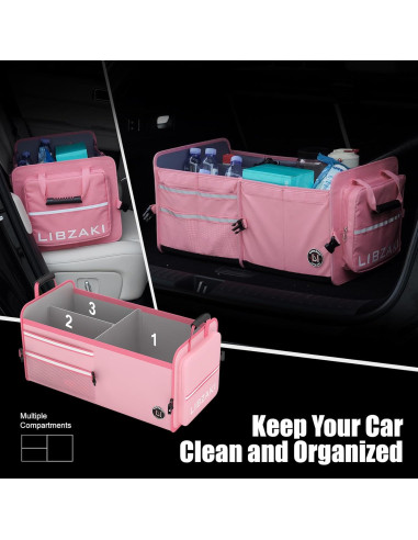 Organizador de Maletero LIBZAKI Plegable Rosa 63L/32L