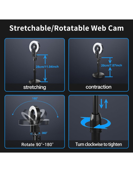 Cámara Web 4K Combess con Luz Ajustable y Altavoz Cámara Web 4K Combess con Luz Ajustable y Altavoz