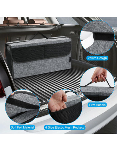 Organizador de Maletero de Coche OEMASSIVE Plegable 50.8x25.4 cm Gris