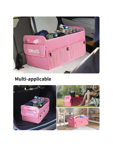 Organizador de Maletero YOHOOLYO 72L Plegable Rosa 4 Compartimentos