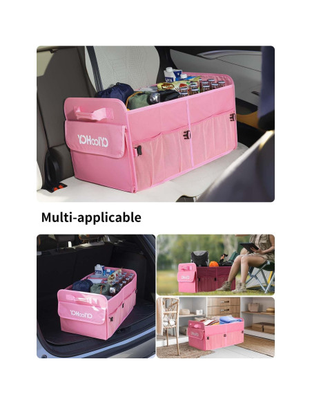 Organizador de Maletero YOHOOLYO 72L Plegable Rosa 4 Compartimentos Organizador de Maletero YOHOOLYO 72L Plegable Rosa 4 Compartimentos