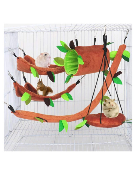 Set de Hamacas y Túnel para Hámster MICOKA - Accesorios de Cama