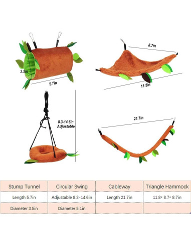 Set de Hamacas y Túnel para Hámster MICOKA - Accesorios de Cama