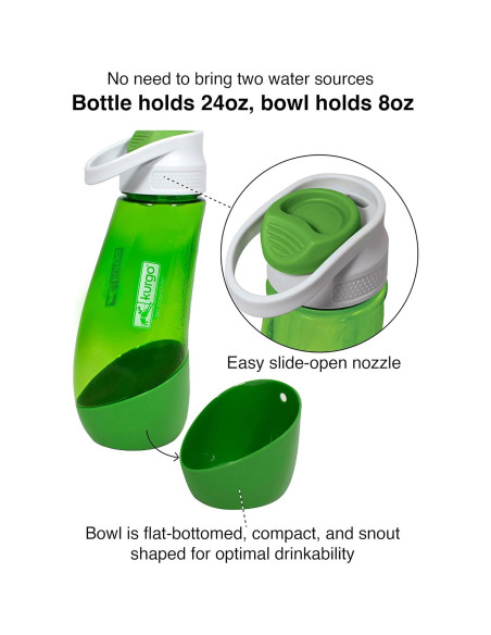 Botella de Agua Kurgo Gourd 710 ml para Perros y Tazón Desmontable Botella de Agua Kurgo Gourd 710 ml para Perros y Tazón Desmontable