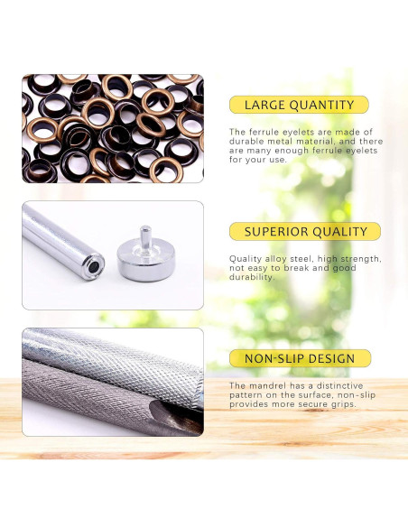 Kit de Ojetes de Bronce Swpeet 206 Sets 6mm con Herramientas Kit de Ojetes de Bronce Swpeet 206 Sets 6mm con Herramientas
