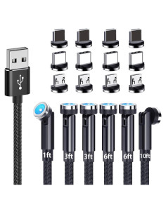 Cable de Carga Magnético 3 en 1 Bojianxin 30.5-304.8cm Negro