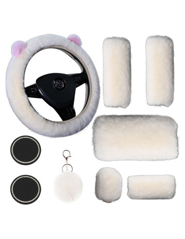 Cubierta de Volante Esponjosa LXPKKIG 38 cm Beige Accesorios Auto