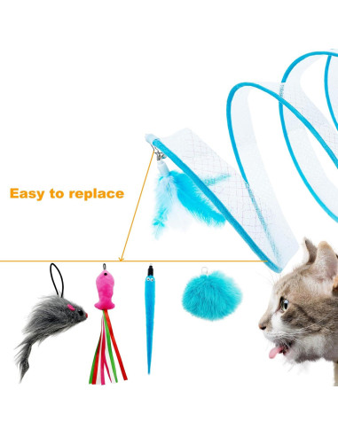 Juguete de túnel para gatos CATENEED con 5 recargas - Azul
