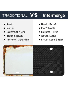 Marcos de Placas de Licencia Intermerge TPU Negro 2 Paquete 2
