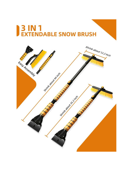 Raspador de Hielo y Cepillo de Nieve Jkapy 44" Extensible Raspador de Hielo y Cepillo de Nieve Jkapy 44" Extensible