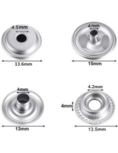240 Botones a Presión Acero Inoxidable BetterJonny 15mm 2