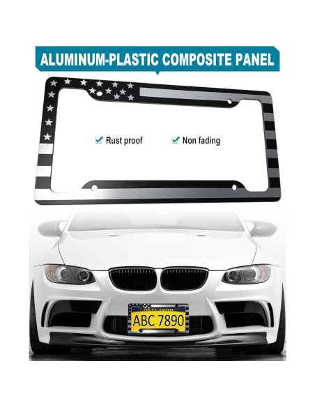Marco de Placa de Licencia RCKJNJ con Bandera Americana - Paquete de 2 Marco de Placa de Licencia RCKJNJ con Bandera Americana - Paquete de 2