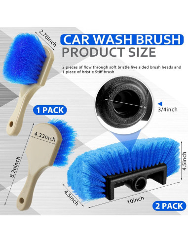 Kit de Cepillos de Limpieza de Auto Vesici 3 Piezas Azul