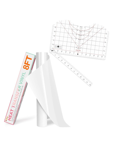 Rollo de Vinilo HTV Blanco 30.48 cm x 2.44 m HTVRONT Rollo de Vinilo HTV Blanco 30.48 cm x 2.44 m HTVRONT
