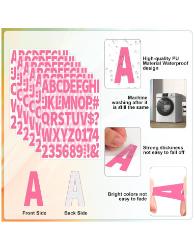 Set de Letras y Números de Planchar Metsyth 612 Piezas Rosa