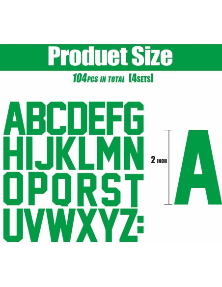 Letras de Vinilo para Planchar QIUKUI 2" Verde - 4 Juegos Letras de Vinilo para Planchar QIUKUI 2" Verde - 4 Juegos