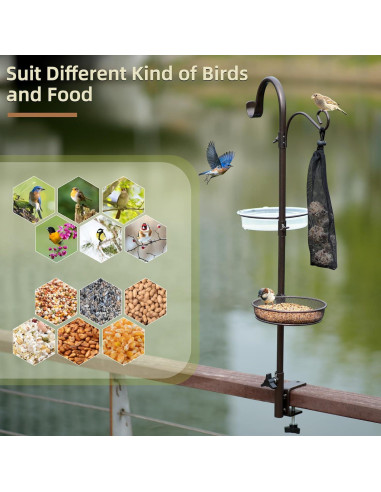 Poste de Comedero para Aves ERYTLLY con Ganchos y Bandeja