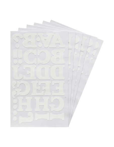 Transferencias de Letras Blancas Magfok para Planchar 6 Hojas 3.81cm Transferencias de Letras Blancas Magfok para Planchar 6 Hojas 3.81cm