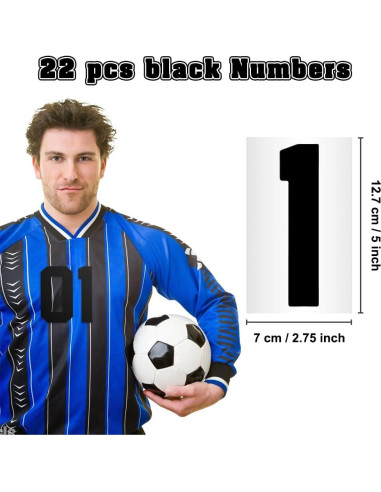Números de Planchar Negros 22 Piezas 12.7 cm para Camisetas