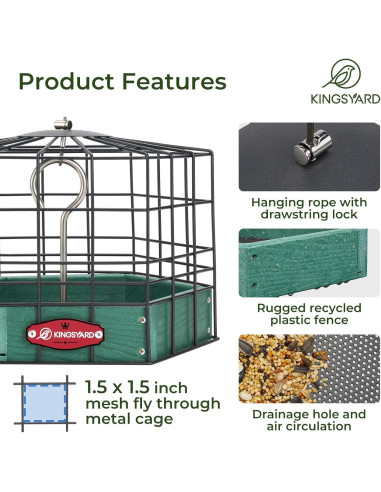 Alimentador de Aves a Prueba de Ardillas Kingsyard Verde 2.27kg