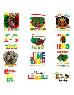 Calcomanías de Transferencia de Calor JOHN PHIL 12 Piezas Juneteenth