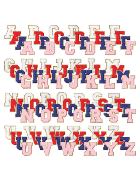 104 Parches Bordados Letras A-Z Geosar 6 cm Color Brillante 104 Parches Bordados Letras A-Z Geosar 6 cm Color Brillante