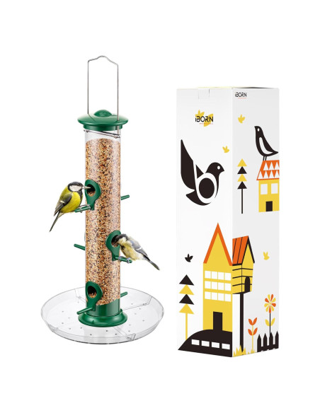 Comedero para Aves iBorn 6 Puertos Metal Verde 35.56 cm Comedero para Aves iBorn 6 Puertos Metal Verde 35.56 cm