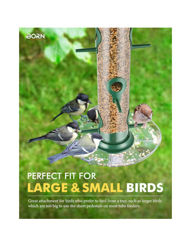 Comedero para Aves iBorn 6 Puertos Metal Verde 35.56 cm