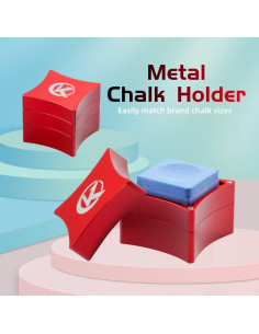 Soporte de Tiza de Billar KONLLEN Cuadrado de Metal Rojo 2