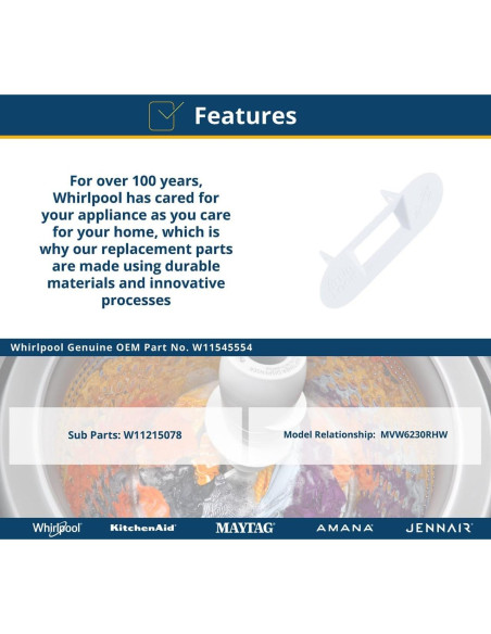 Bezel de Cerradura Tapa Lavadora Carga Superior Whirlpool W11545554 Bezel de Cerradura Tapa Lavadora Carga Superior Whirlpool W11545554