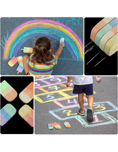 Juego de Tiza de Acera Multicolor Mooliwe 24 Piezas Lavable
