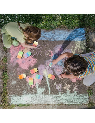Juego de Tiza de Acera Multicolor Mooliwe 24 Piezas Lavable