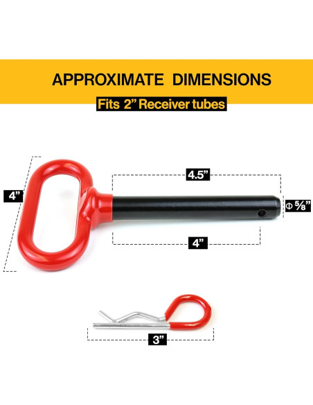 Pasador de Enganche Wellmax 5/8" x 11.4 cm Rojo con 4 Clips R Pasador de Enganche Wellmax 5/8" x 11.4 cm Rojo con 4 Clips R